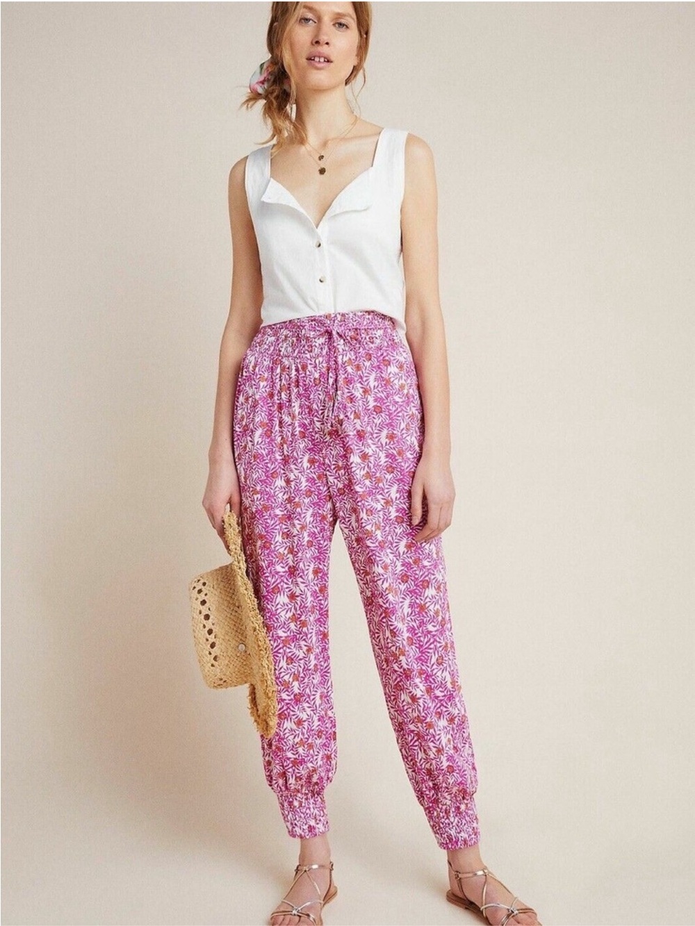 Anthropologie floral joggers